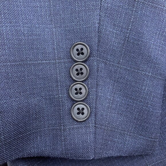 Joseph Abboud Blazer Men 42 Blue Window‎ Pane Plaid Classic Jacket Union USA VTG - Picture 4 of 13